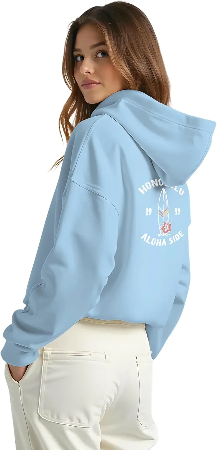 A Pink Palm Puff Hoodie, White Fox Hoodies Palm Puff Hoodie Cool Hoodie Women'S Fashion Long Sleeve Sweatshirt Letter Printed Hooded Drawstring Pullover Oversized Pocket Sweatshirt Top 02 Blue Medium