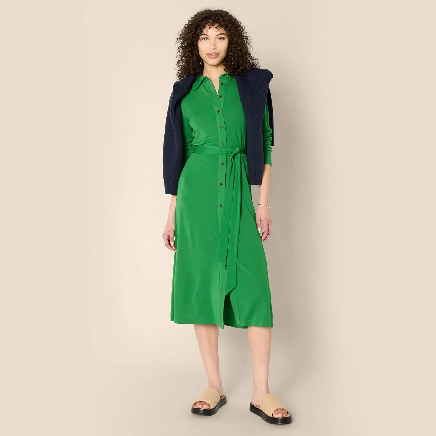 Amazon Essentials Women's Regular-Fit Matte Jersey Midi Length Dress
