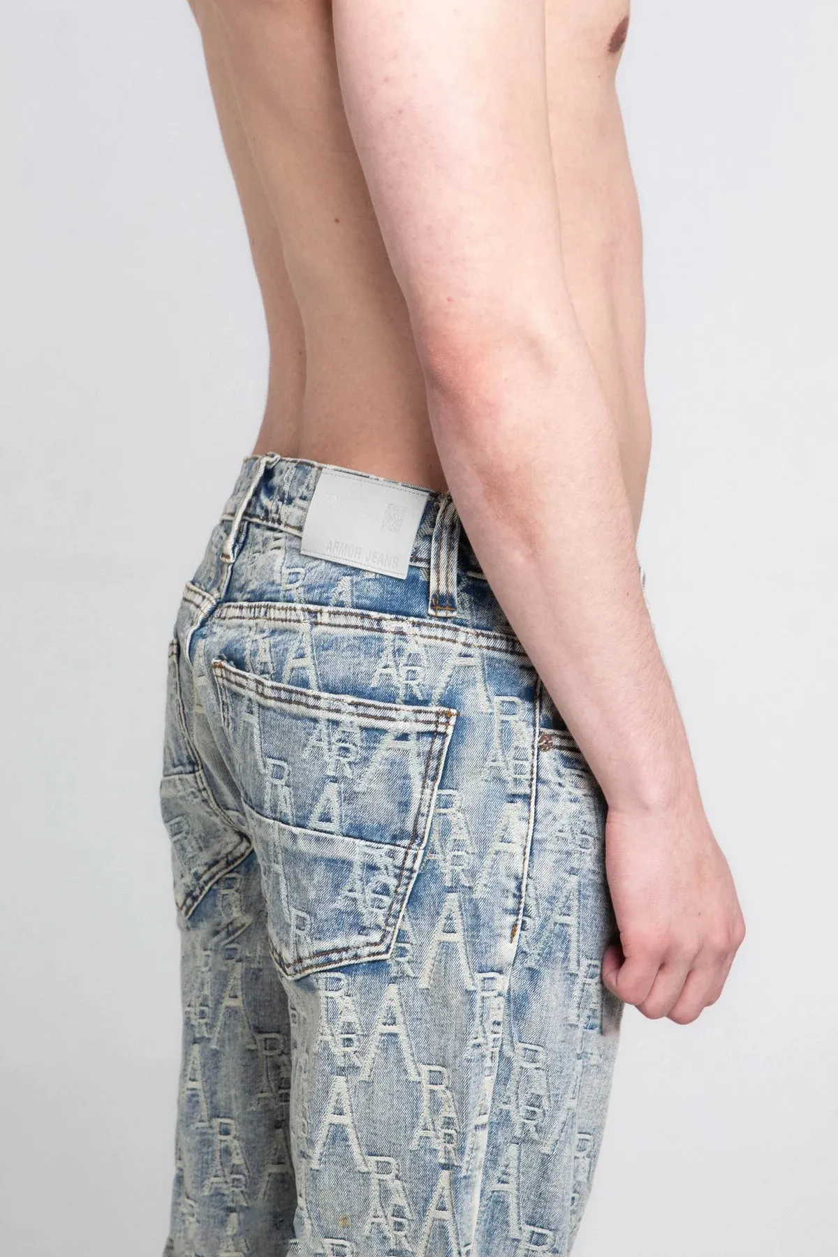 Armor Jeans Logo Embroidery Baggy Jeans(Lt. Blue)