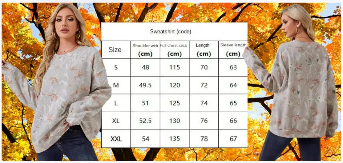 Camo Sweatshirt for Women,Maple Leaf Print Oversized Sweatshirt for Women,Womens Camo Crewneck Sweatshirt