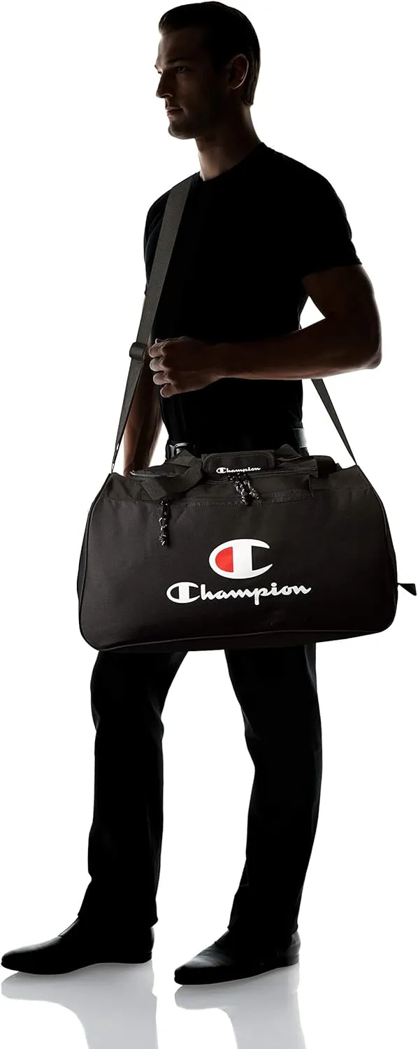 Champion Unisex Adult Champion Logo Duffel Bags, Black Solid/White, One Size US