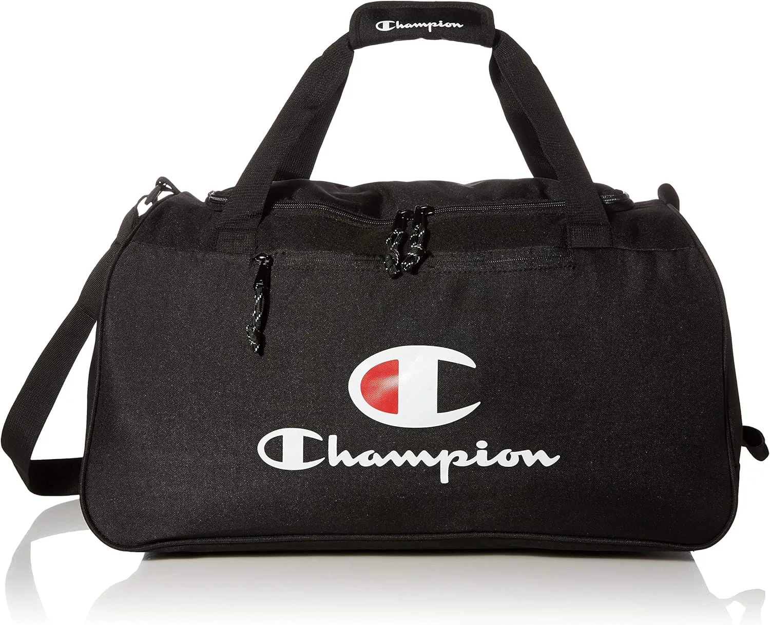 Champion Unisex Adult Champion Logo Duffel Bags, Black Solid/White, One Size US