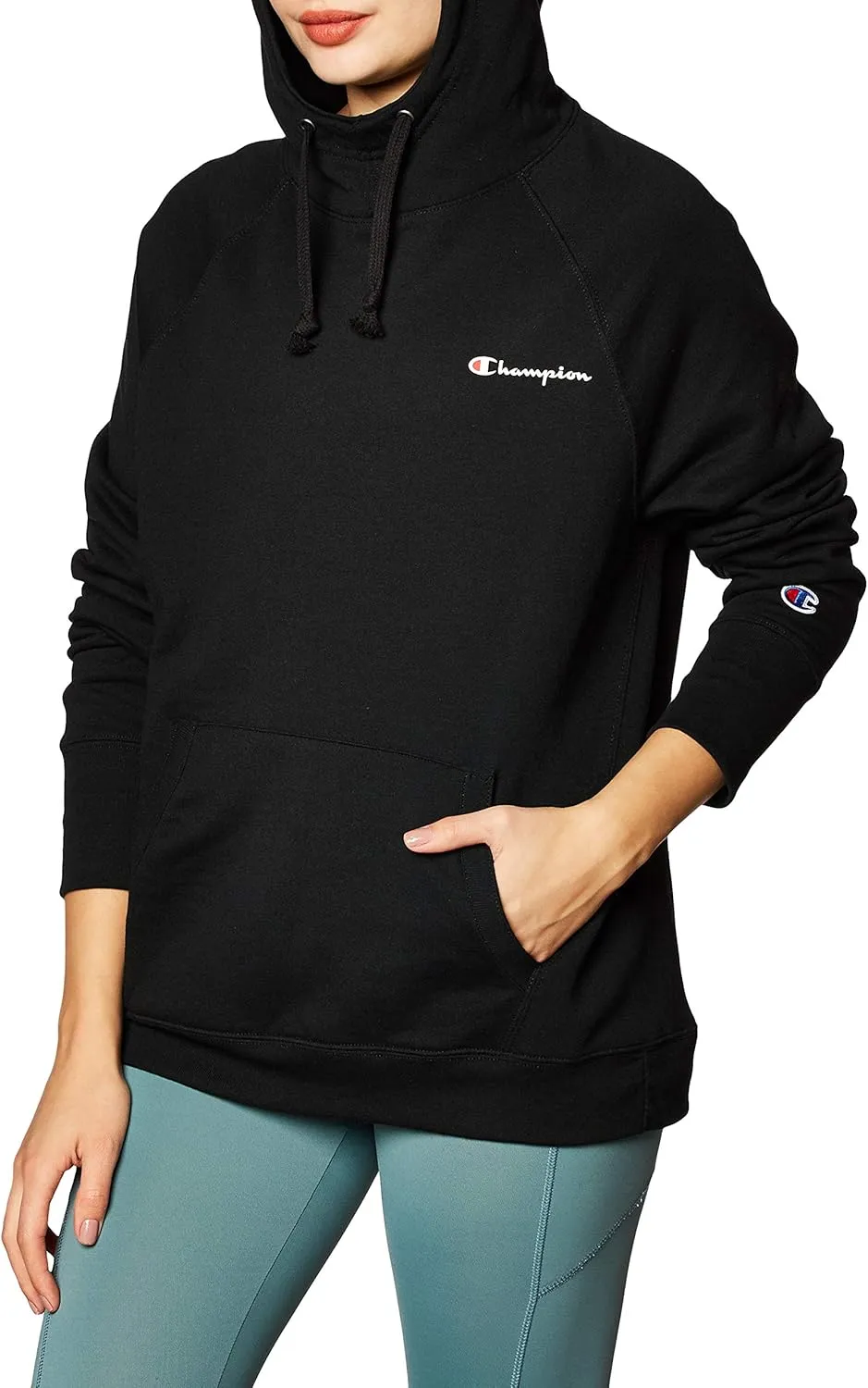 Champion Women's Powerblend Fleece Hoodie, Left Chest Script