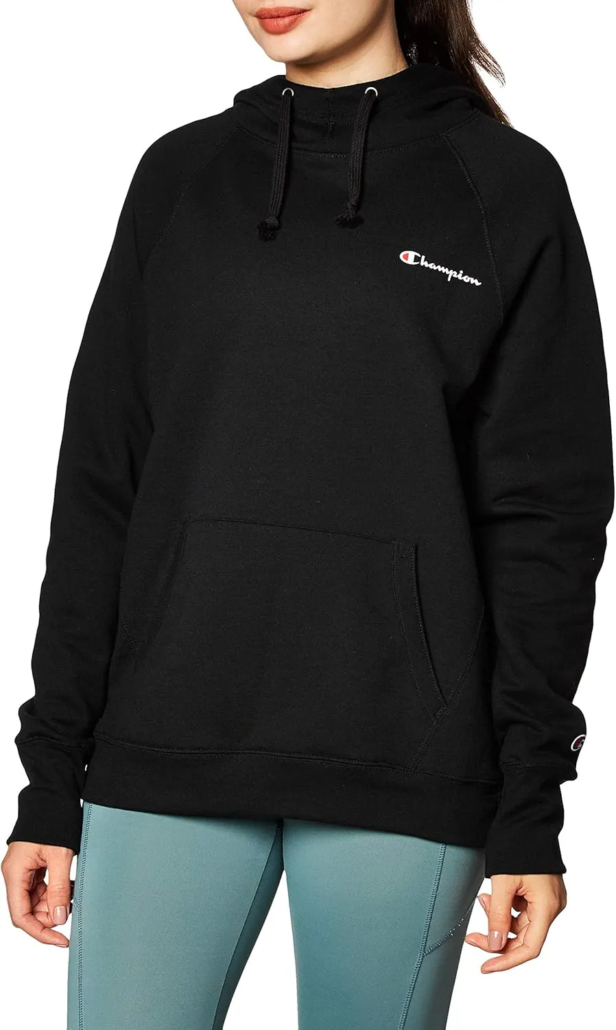 Champion Women's Powerblend Fleece Hoodie, Left Chest Script