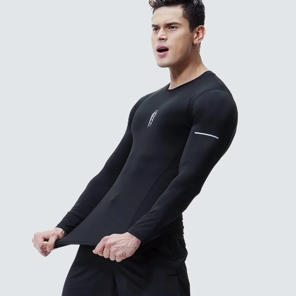 HSQMA Yoga Shirt Men,Men's Lightweight Long Sleeve T-Shirt Quick Dry Workout Running Athletic Tee Shirt Tops,Running T Shirt (Color : Black/, Size : M/)