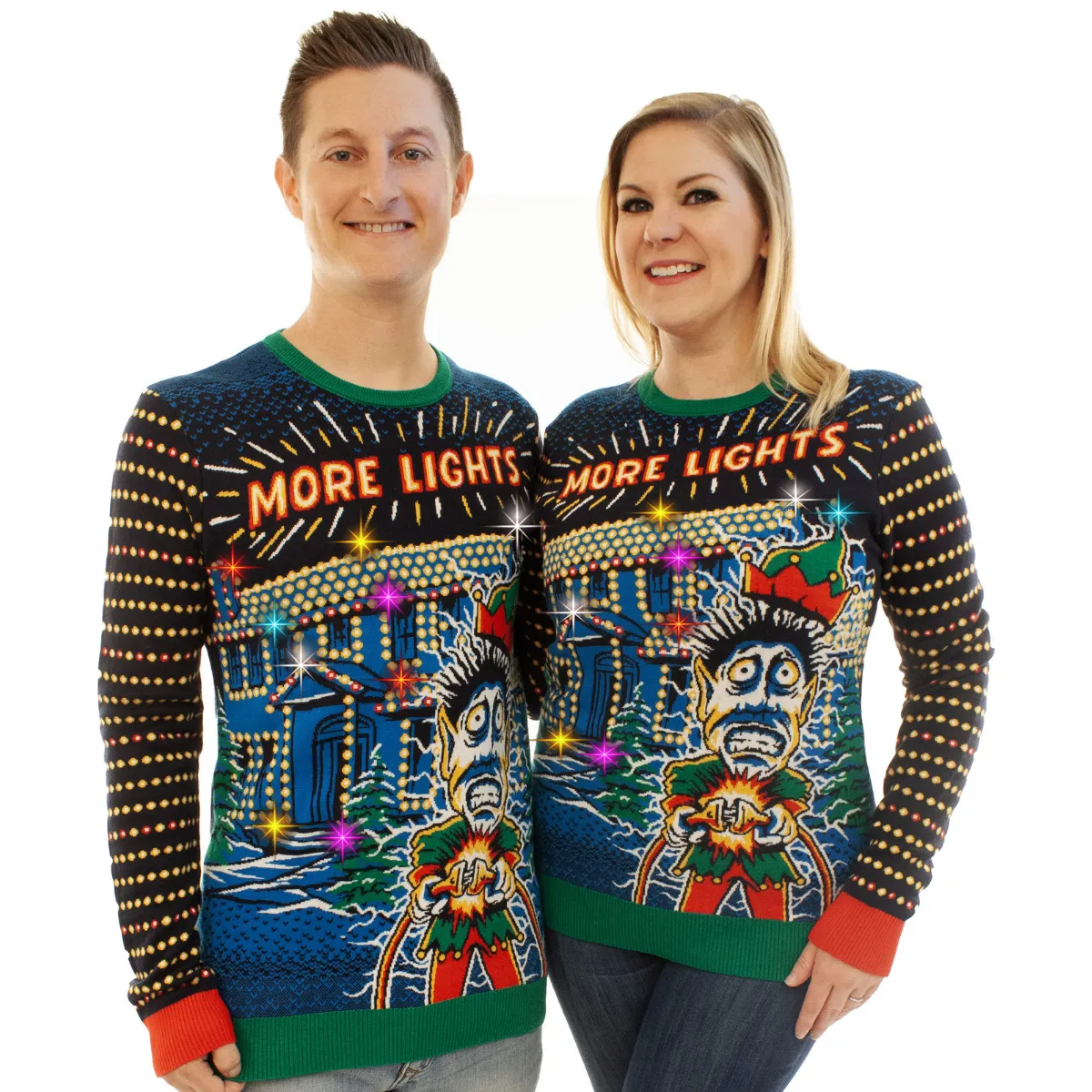 Light Up- More Lights | Ugly Christmas Sweater For Men & Women | Unisex Sizing