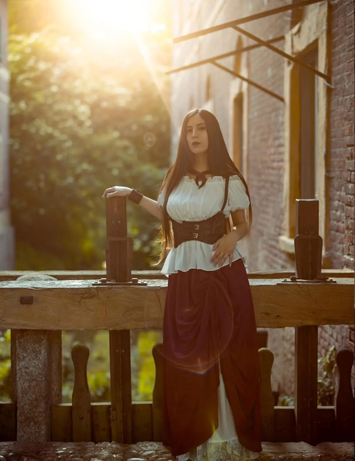 Scarlet Darkness Renaissance Shirt Women Peasant Blouse Pirate Steampunk Shirt