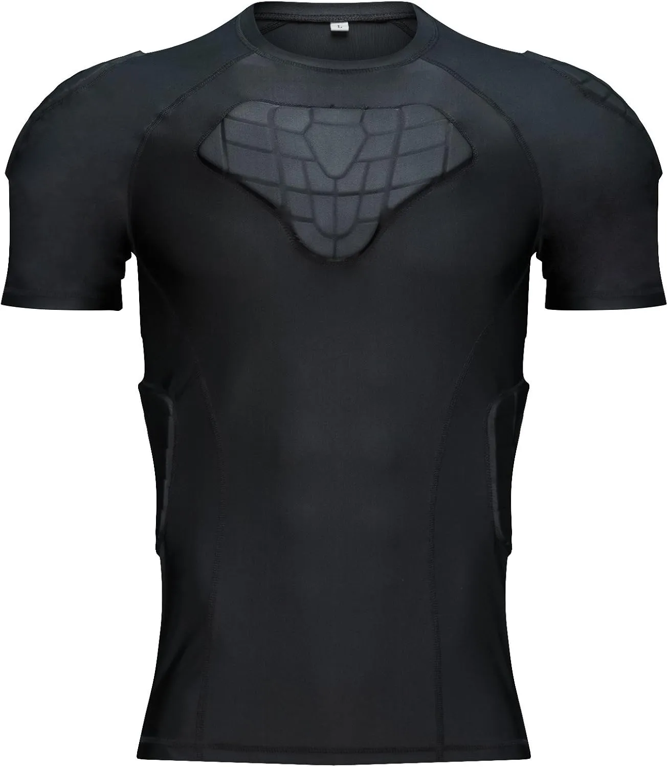 TUOY Padded Compression Shirt Padded Football Shirt Rib Chest Protector Shirt