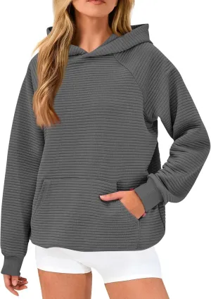 Women's Long Sleeve Hoodies Fashion Comfy Plain Hoodie with Pockets Loose Pullover Tops